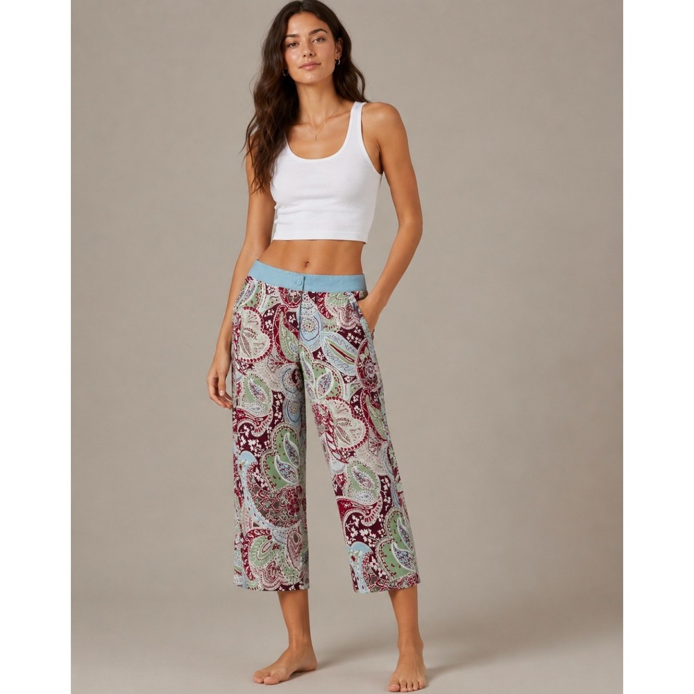Vintage Sportif USA Crop Pants Sz 6 Paisley Lightweight Outdoor Gorpcore Coastal
